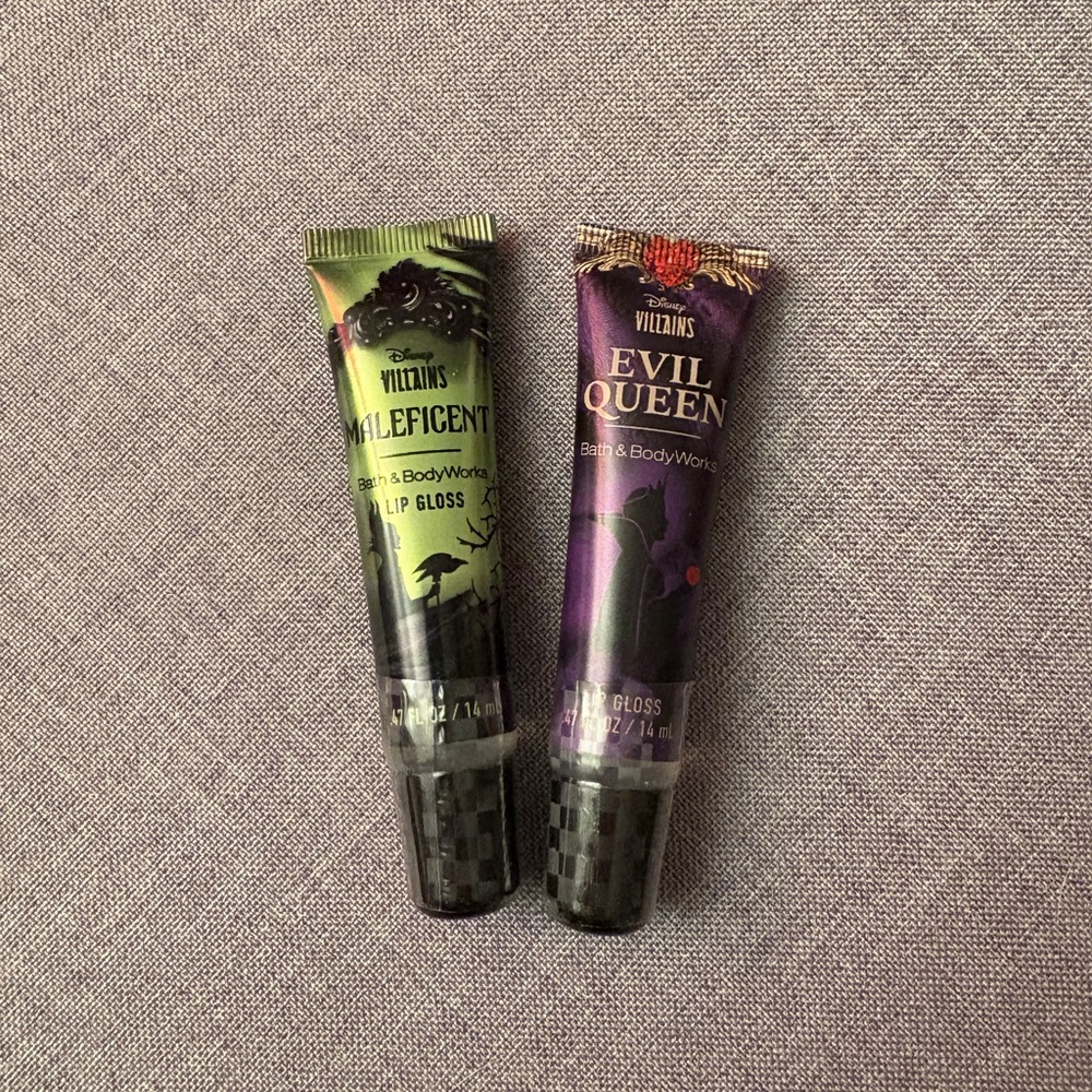 2 Bath & Body Works Disney Villains Lip Gloss MALEFICENT & EVIL QUEEN